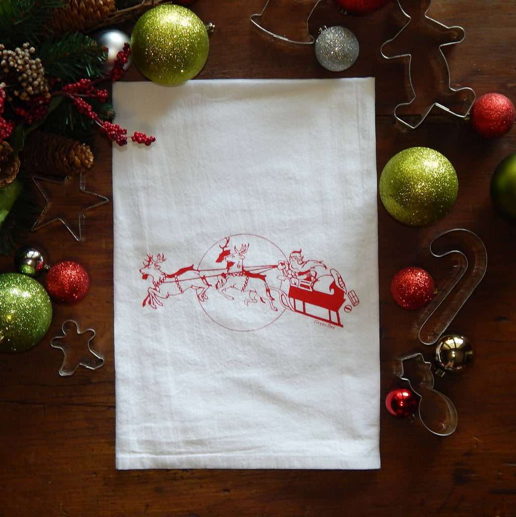 Santa's Sleigh Tea towel